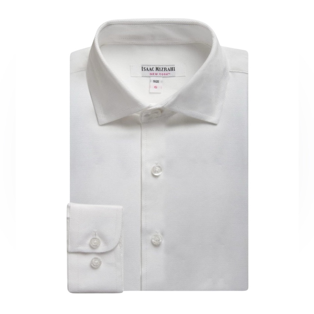 NWT Isaac Mizrahi Boys 100% Cotton Twill Dress Shirt Size 10